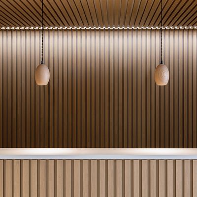 Hanging lights - CRETA suspension in varnished natural oak wood - LUXCAMBRA