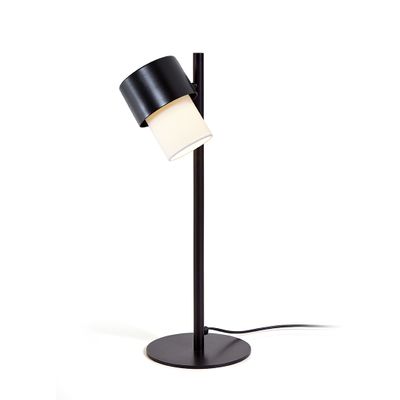 Lampes de table - KAN lampe à poser en noir ou blanc avec abat-jour en cotonet - LUXCAMBRA