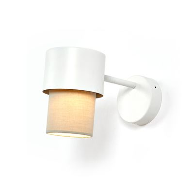 Wall lamps - KAN wall lamp in white or black with a cotton shade - LUXCAMBRA