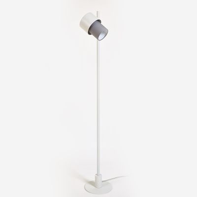 Floor lamps - KAN floor lamp in black or white with cotton shade - LUXCAMBRA