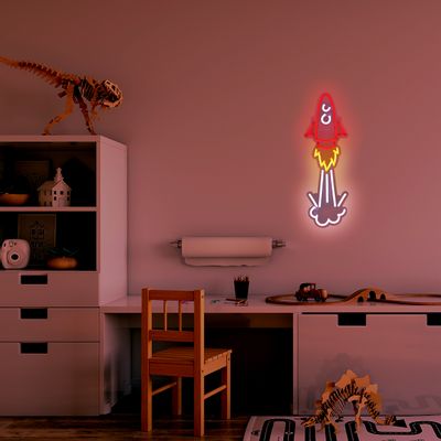 Decorative objects - 'SPACE ROCKET' NEON LED WALL MOUNTABLE SIGN - LOCOMOCEAN