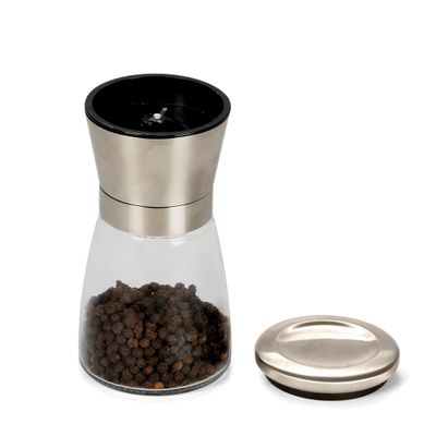 Spice grinders - Metal and glass pepper mill Ø6.5x13.5 cm MS71035 - ANDREA HOUSE