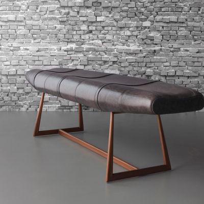 Objets de décoration - Banc CANOE - métal+cuir - DOIMO BRASIL