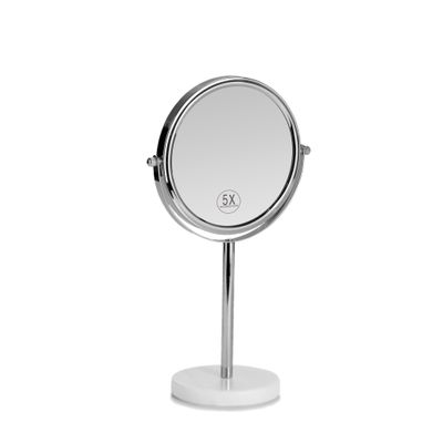 Miroirs pour salle de bain - Miroir sur pied en marbre blanc et chrome X5/Ø20x34 cm BA71007  - ANDREA HOUSE