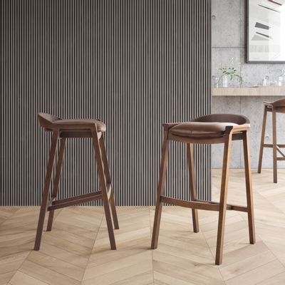 Stools - ARQUELIS LEATHER STOOL - MOVEIS JAMES LTDA