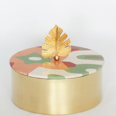 Storage boxes - Tiled Floral Brass Box With A Leaf Handle - ASMA'S CRAFTS