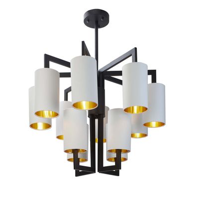 Ceiling lights - Matt Black 8+4 Chandelier Opal Shades - RV ASTLEY LTD