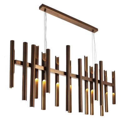 Ceiling lights - Flute, Brass Long Chandelier - RV ASTLEY LTD