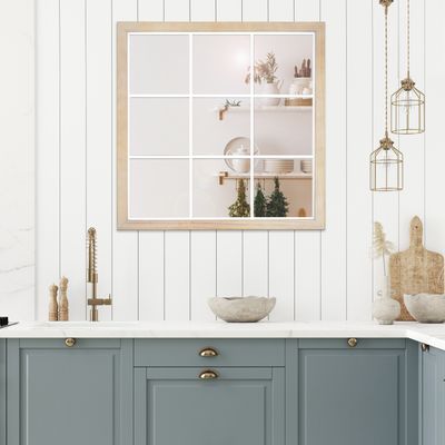 Mirrors - 9 VIEWS MIRROR LIGHT WOOD AND WHITE METAL - EMDE