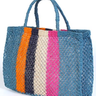 Bags and totes - Jute macrame bag with vertical stripes - MAISON BENGAL