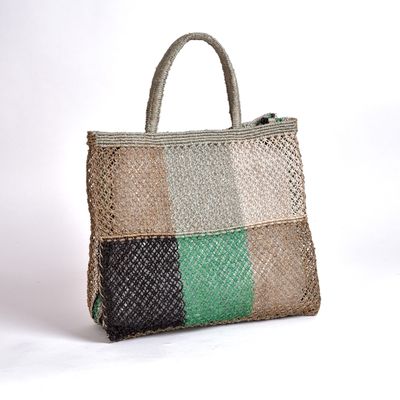 Bags and totes - Jute macramé bag with patchwork design - MAISON BENGAL