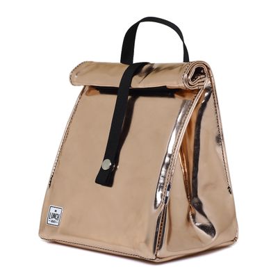 Cadeaux - Lunchbag Pink Gold with Black Strap - THE LUNCHBAGS