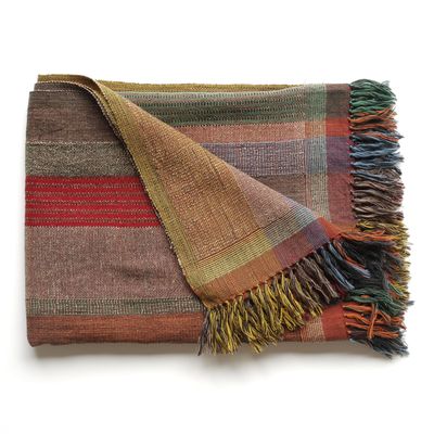 Throw blankets - Multi Stripe plaid Green - ML FABRICS