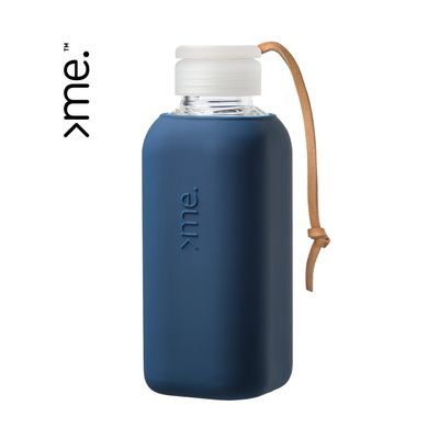 Gifts - HANDMADE GLASS BOTTLE SQUIREME. Y1 SURF BLUE SILICONE SLEEVE SUSTAINABLE REUSABLE - SQUIREME.