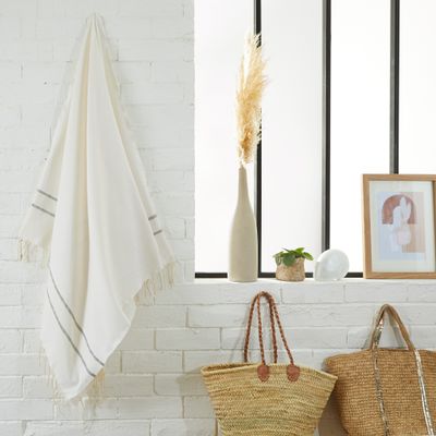 Autres linges de bain - Serviette Fouta Chevron en coton recyclé - BY FOUTAS