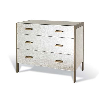 Commodes - Commode 3 tiroirs en miroir antique avec pieds et poignées en laiton antique - RV ASTLEY LTD