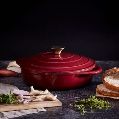 Stew pots - Barbary & Oak Foundry 28cm Shallow Cast Iron Casserole - RKW LTD - BARBARY & OAK