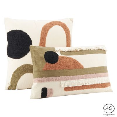 Fabric cushions - Abstract Terracotta Rectangular Pillow - AUBRY GASPARD