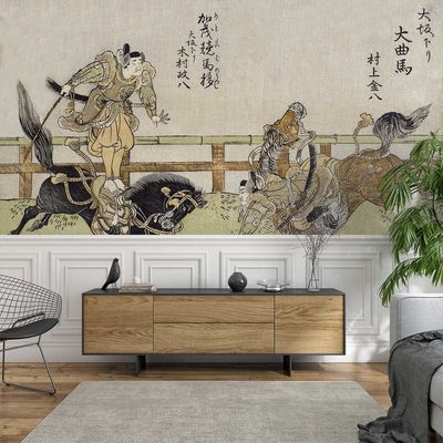 Wallpaper - Les voltigeurs d'Osaka Panel - Etoffe.com x Agence Musées Nationaux - ETOFFE.COM