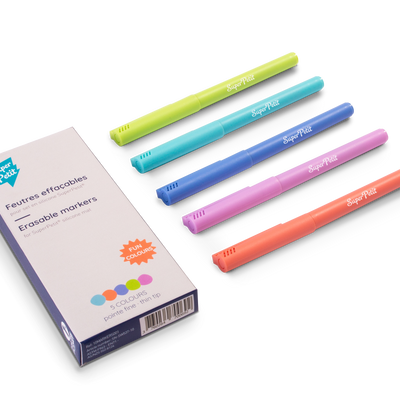 Children's arts and crafts - Box of 5 fine point erasable markers. - SUPERPETIT