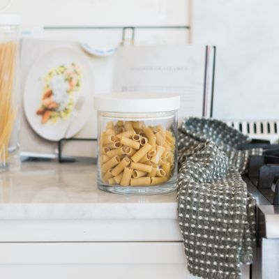 Cutlery set - White Modern Wood Top Canister, Medium - ETÚHOME