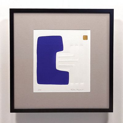 Tableaux - gravure et gaufrage 40cm x 40 cm bleu - FOUCHER-POIGNANT