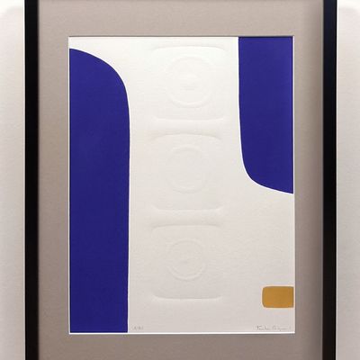 Tableaux - gravure et gaufrage 45 cm x 60 cm série 2 bleu - FOUCHER-POIGNANT