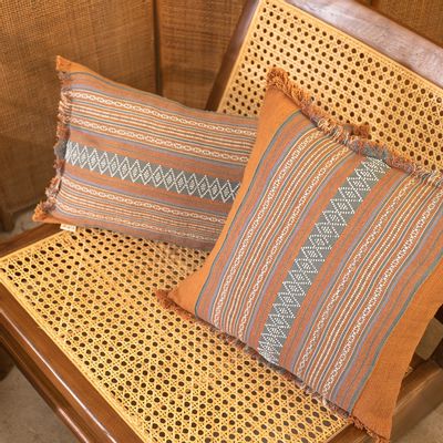 Cushions - KATAENG cushion cover woven by hand, natural color, dyed with glass be - HER WORKS