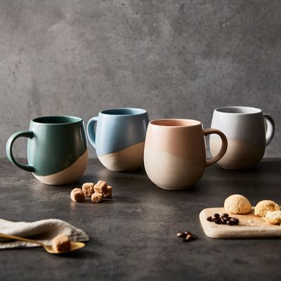 Mugs - Barbary & Oak Set of 4 Colour Dipped Mugs with Unglazed Base - RKW LTD - BARBARY & OAK