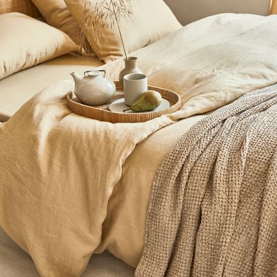 Throw blankets - Waffle throw in Beige - MAGICLINEN