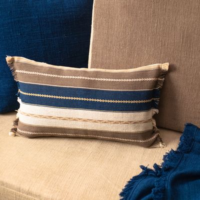 Cushions - Radijoknoy - Hand woven cushion cover, natural color, dyed with fringe - HER WORKS