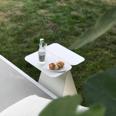 Office design and planning - Rectangular asymmetrical side table YOUMY - White powdered - MADEMOISELLE JO