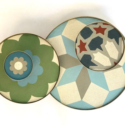 Design objects - Tiled Round Platter Geometric Pattern (Large) - ASMA'S CRAFTS