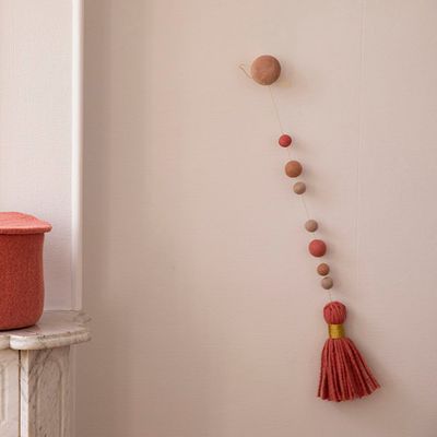 Curtains and window coverings - PENDANT PEARLS AND POMPOMS - Handmade in felt - MUSKHANE