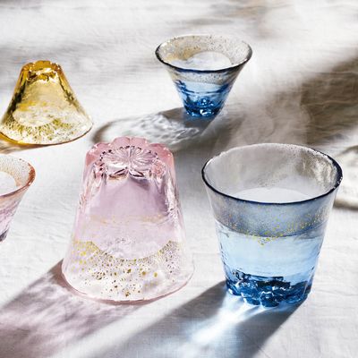Verres - Gobelet japonais fait main « Mt.Fuji SAKURA » avec feuille d'or - TOYO-SASAKI GLASS