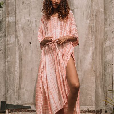 Apparel - Stylish wide oversized kaftan with hand braided belt - MON ANGE LOUISE