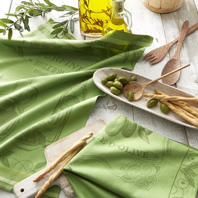 Tea towel - Surfine Olive Oil/Jacquard Tea Towel - COUCKE