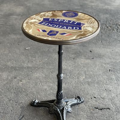 Design objects - Jade Liquors Bistrot Table, Esprit Edouard, 51 cm Diameter, Brass Rim - BONNECAZE ABSINTHE & HOME