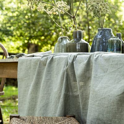 Linge de table textile - Chambray Sauge - Nappe et serviette - ALEXANDRE TURPAULT