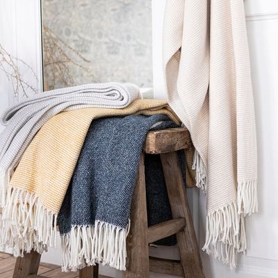 Linge de lit - Cocon Bleu Chiné - Plaid - ESSIX