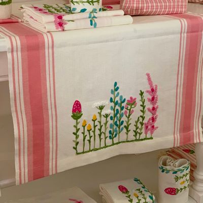 Linge de table textile - Serviette de cuisine DUE FRAGOLE Flowery Meadow - BUSATTI  1842