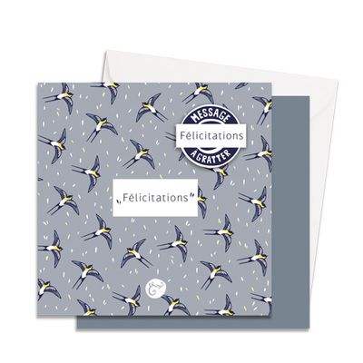 Stationery - Les Parisiennes d'Emilie FIALA scratch off message cards Hirondelles - LES JOLIES D'EMILIE