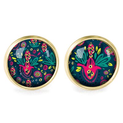 Jewelry - Ears studs Queen Size surgical stainless steel gold - Rio - LES JOLIES D'EMILIE