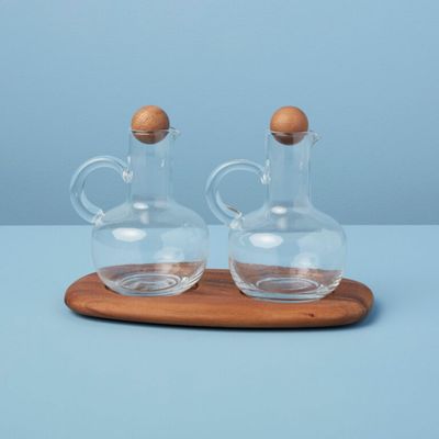 Platter and bowls - Oil & Vinegar Cruet Set with Acacia Tray - BE HOME
