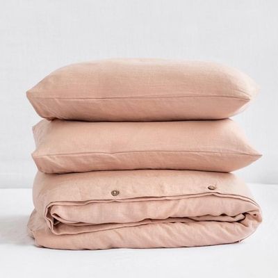 Bed linens - Peach linen duvet cover set - MAGICLINEN