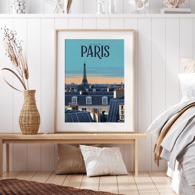 Poster - Poster PARIS "The Rooftops" - MARCEL TRAVELPOSTERS