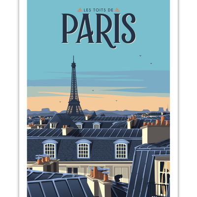 Poster - Poster PARIS "The Rooftops" - MARCEL TRAVELPOSTERS