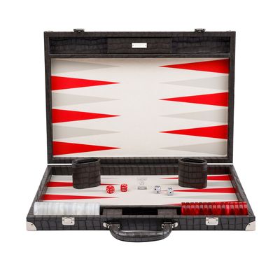 Leather goods - Charcoal Grey Backgammon - Vegan Leather - Large - Board Game - VIDO LUXURY BOARD GAMES