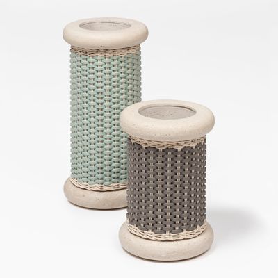 Vases - COURBET VASE EN CUIR ET ROTIN - PIGMENT FRANCE BY GIOBAGNARA