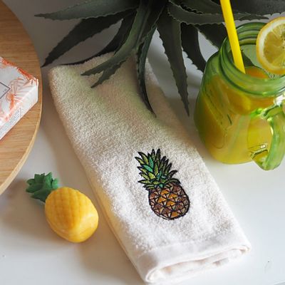 Bath towels - Customizable Pineapple Embroidered Hand Towel 30x50cm - NATURE A SUIVRE